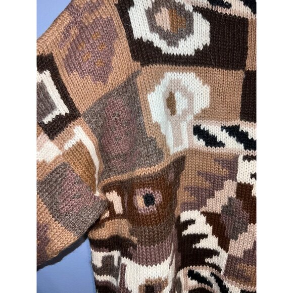 VTG The Peruvian Connection Art To Wear Multi Colored Cardigan SZ L 100% Alpaca - Picture 9 of 9